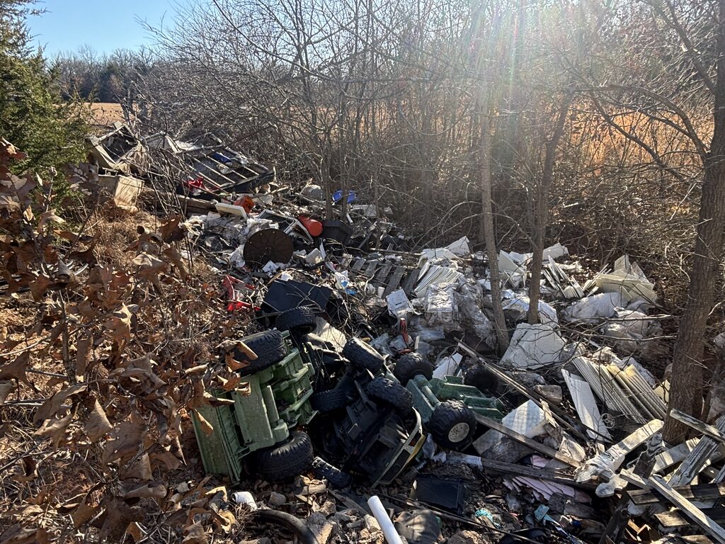 Bulk trash pickup pile on an Oklahoma City curb